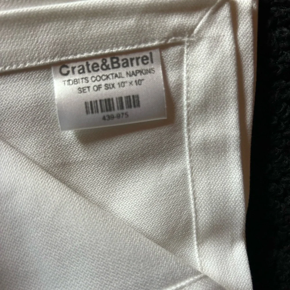 Set of 6 Embroidered Crate and Barrel Cocktail Napkins